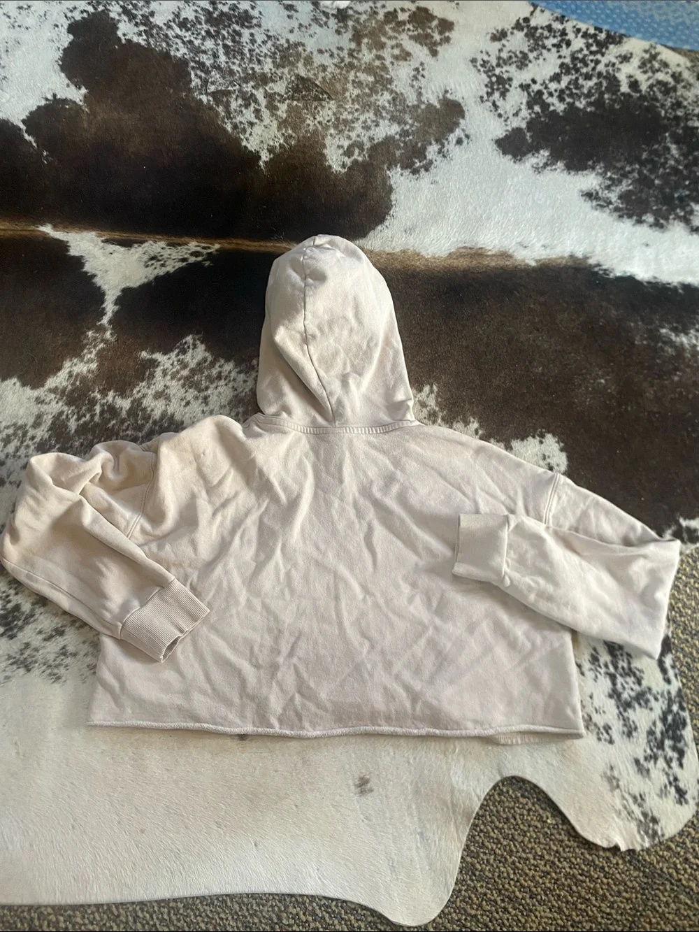 wild fable Cropped Light Beige Quilted Hooded Sweatshirt - Picture 6 of 6